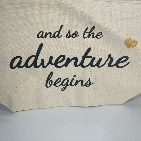 Canvas Zippered “and so the adventure begins” Pouch - Picture 4 of 8